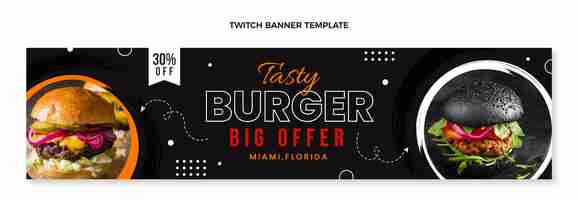 Gratis vector platte ontwerp food twitch banner