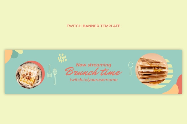 Gratis vector platte ontwerp food twitch banner