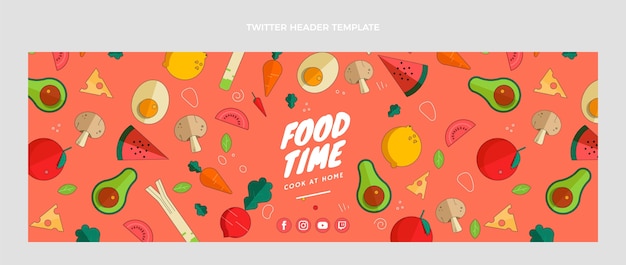 Gratis vector platte ontwerp food twitter header