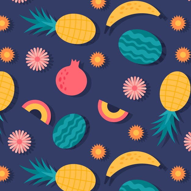 Platte ontwerp fruit en bloemmotief illustratie