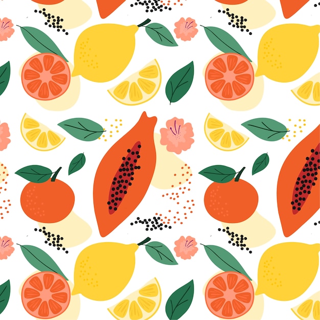 Platte ontwerp fruit en bloemmotief illustratie