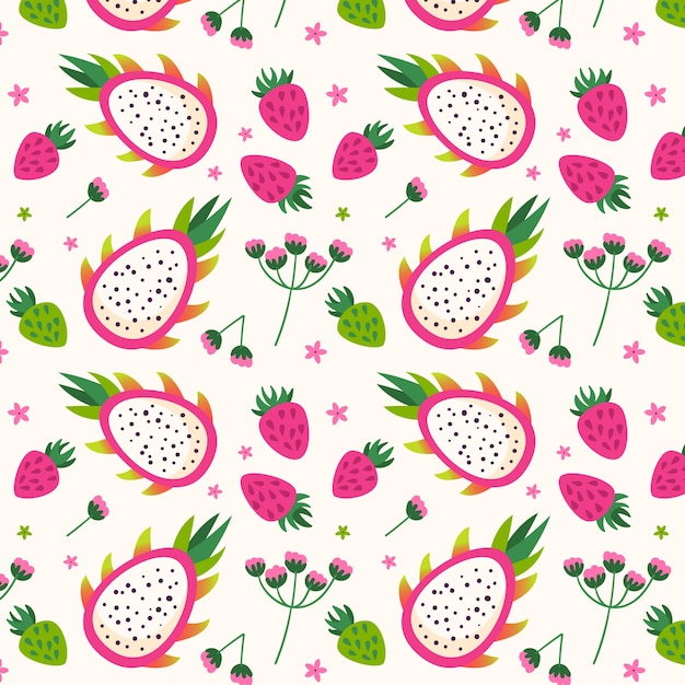 Platte ontwerp fruit en bloemmotief illustratie