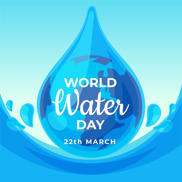 Platte ontwerp gedetailleerde wereld waterdag geïllustreerde drop