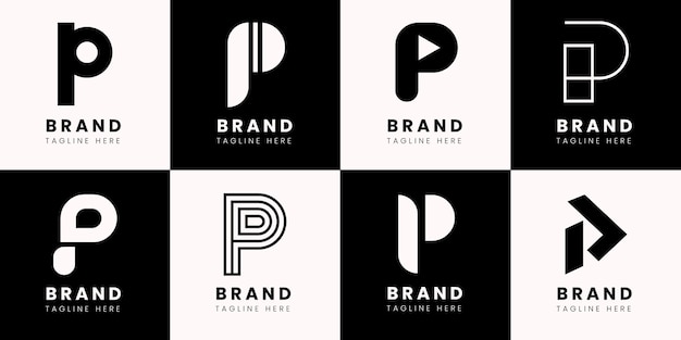 Gratis vector platte ontwerp gekleurde p-logo's set