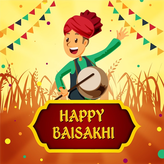 Platte ontwerp gelukkig baisakhi