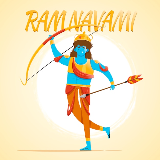 Gratis vector platte ontwerp gelukkig ram navami dag concept