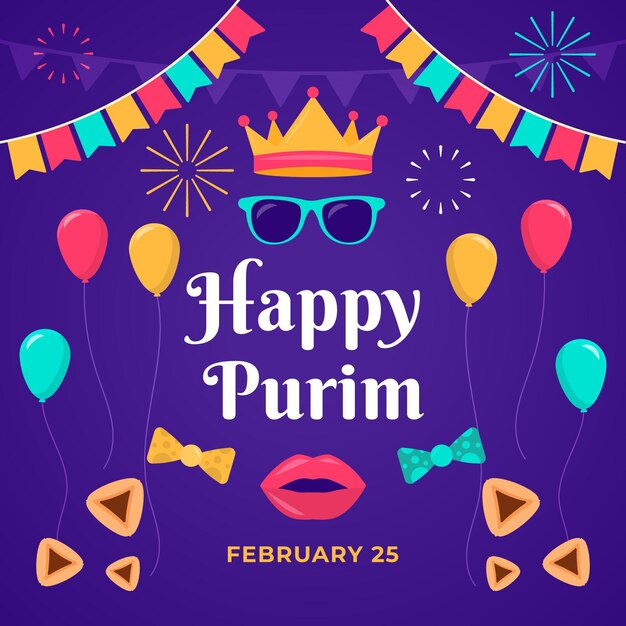 Platte ontwerp gelukkige purim dag