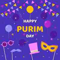 Gratis vector platte ontwerp gelukkige purim dag