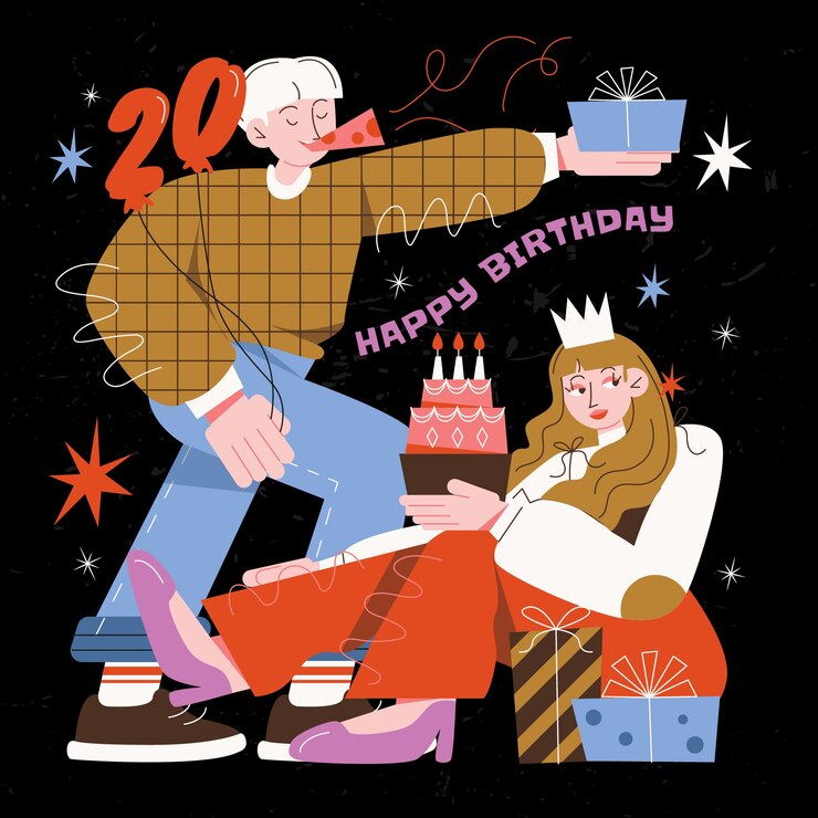 Gratis Vector platte ontwerp gelukkige verjaardag illustratie