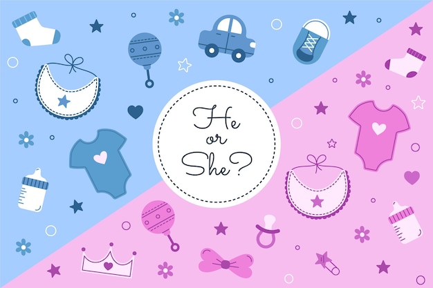 Platte ontwerp gender reveal concept illustratie