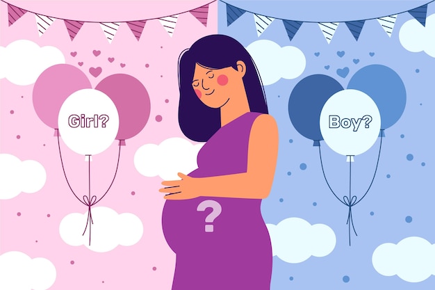 Gratis vector platte ontwerp gender reveal concept illustratie