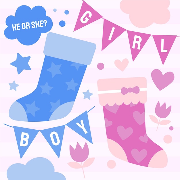 Gratis vector platte ontwerp gender reveal concept illustratie