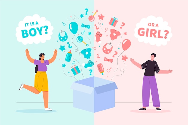 Platte ontwerp gender reveal concept