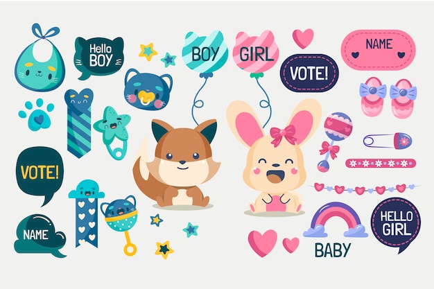 Platte ontwerp gender reveal party concept