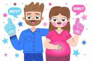 Gratis vector platte ontwerp gender reveal party concept