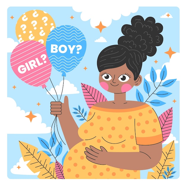 Gratis vector platte ontwerp gender reveal party concept