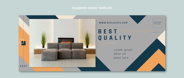 Gratis vector platte ontwerp geometrische onroerend goed facebook cover