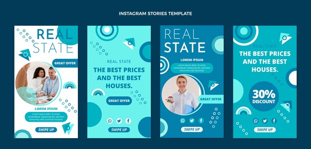 Platte ontwerp geometrische onroerend goed instagram verhalen