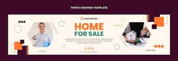 Gratis vector platte ontwerp geometrische onroerend goed twitch banner