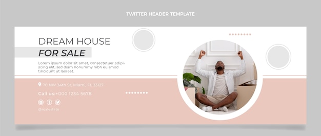 Platte ontwerp geometrische onroerend goed twitter header