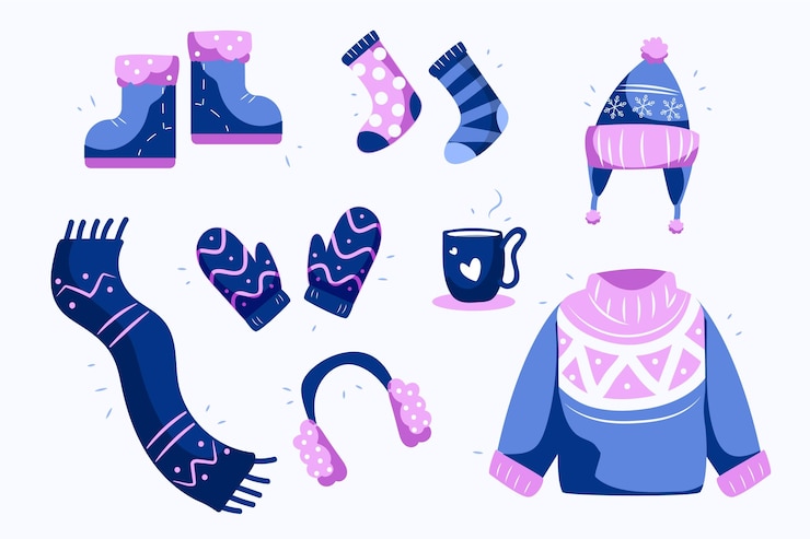 Gratis Vector platte ontwerp gezellige winterkleren set