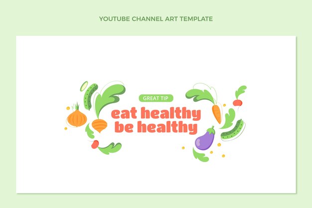 Platte ontwerp gezond eten YouTube-kanaalkunst