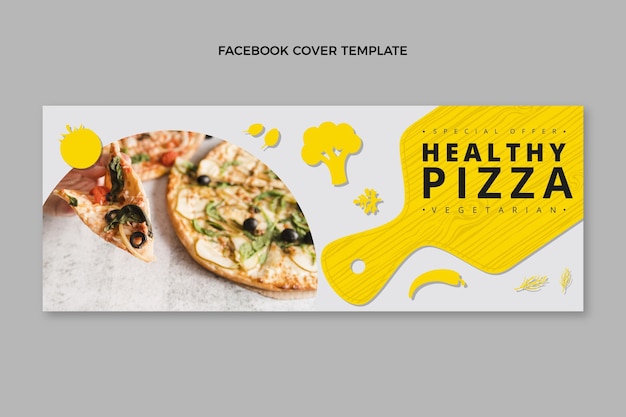 Gratis vector platte ontwerp gezonde pizza facebook cover