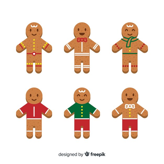 Platte ontwerp gingerbread man cookie-collectie