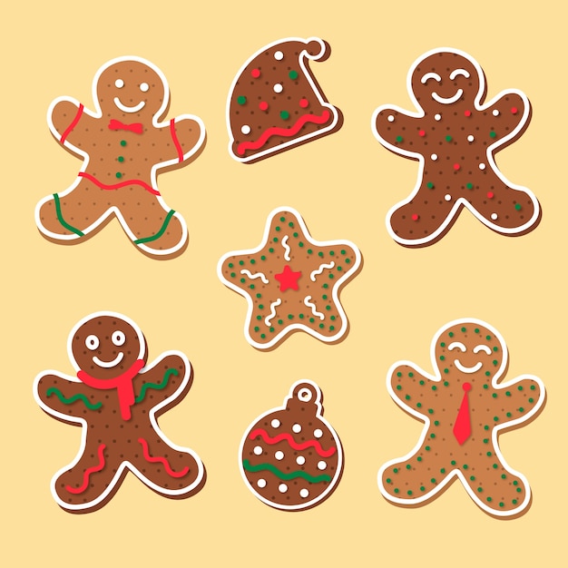 Platte ontwerp gingerbread man cookie-collectie