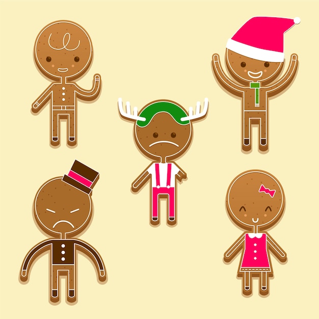 Gratis vector platte ontwerp gingerbread man cookie-collectie