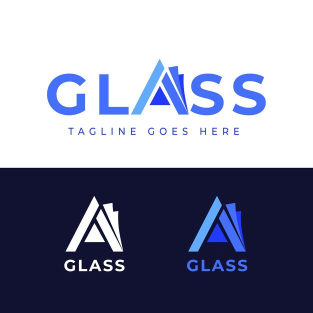 Platte ontwerp glas logo sjabloon