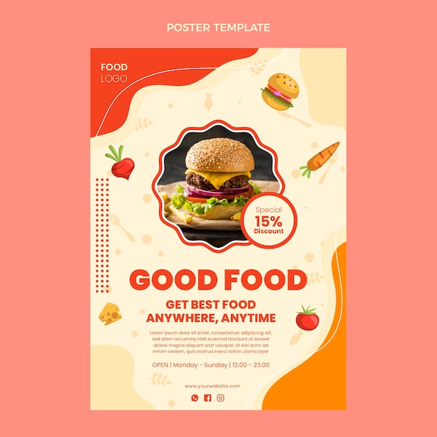 Platte ontwerp goed eten poster