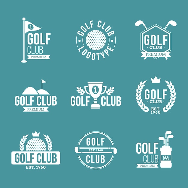 Platte ontwerp golf logo collectie