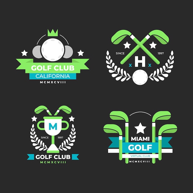 Gratis vector platte ontwerp golf logo collectie