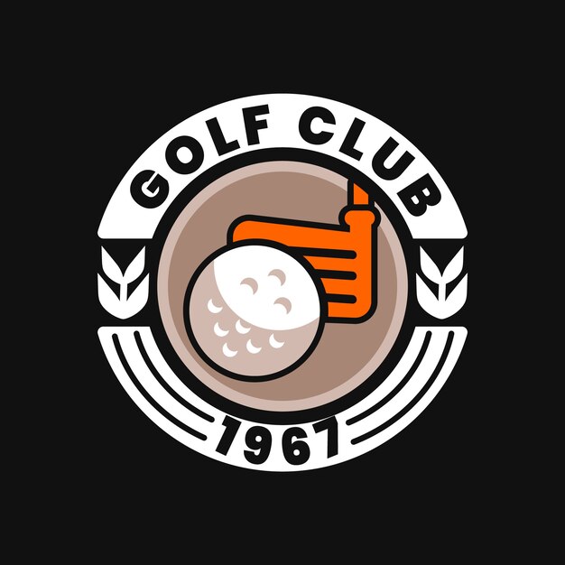 Platte ontwerp golf logo sjabloon