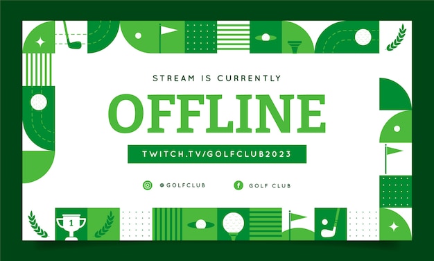 Gratis vector platte ontwerp golfclub twitch achtergrond