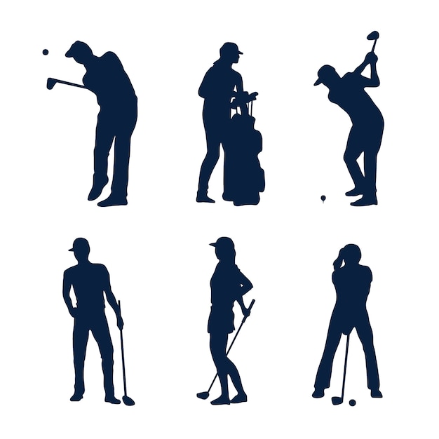 Gratis vector platte ontwerp golfer silhouet