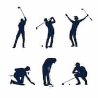 Gratis vector platte ontwerp golfer silhouet