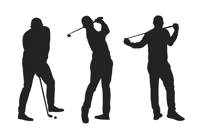 Gratis vector platte ontwerp golfer silhouet