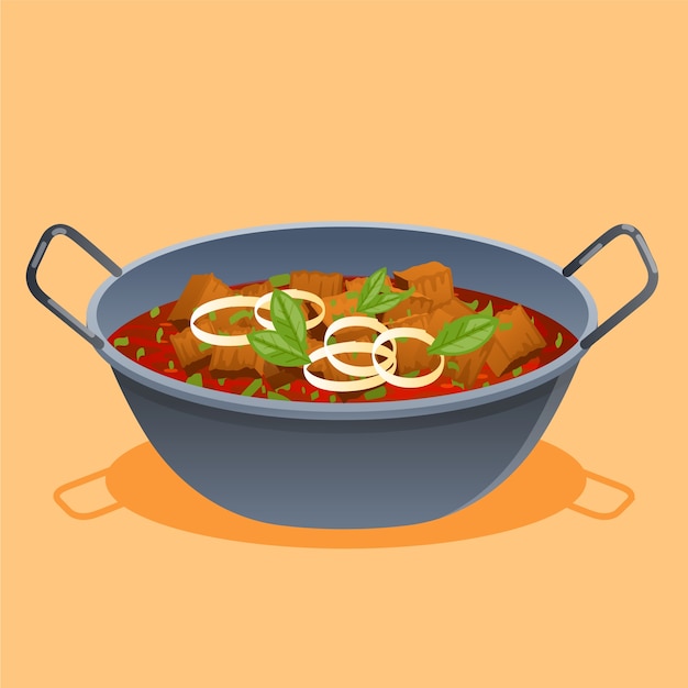 Gratis vector platte ontwerp goulash illustratie