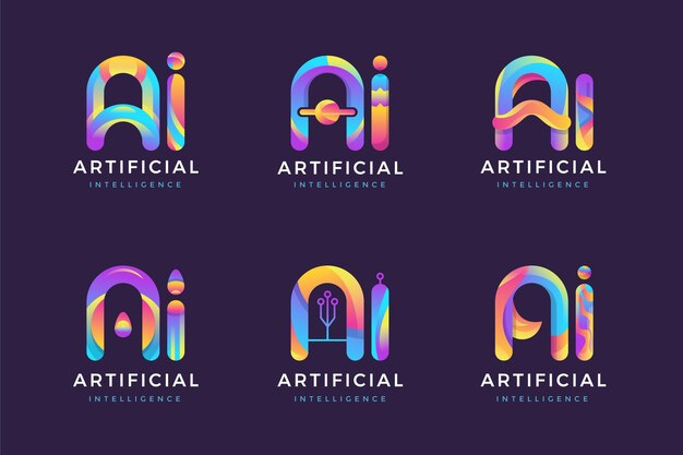 Platte ontwerp gradiënt ai logo sjabloonpakket