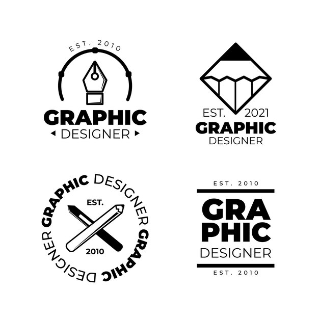 Platte ontwerp grafisch ontwerper logo-collectie