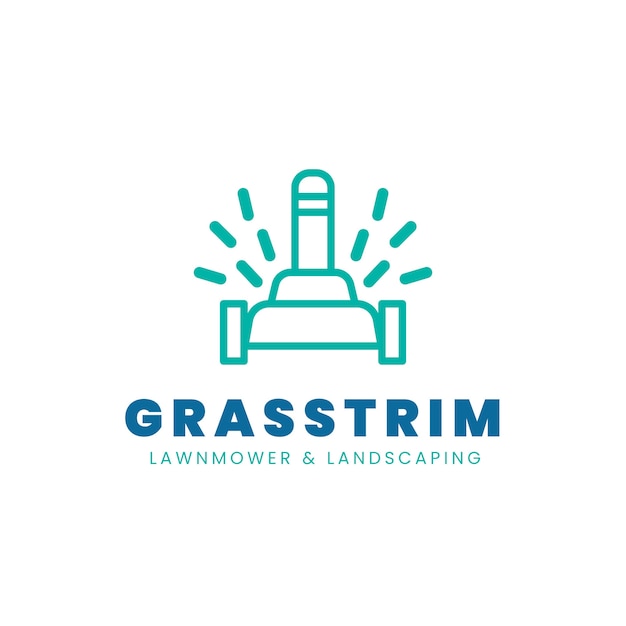 Gratis vector platte ontwerp grasmaaier logo