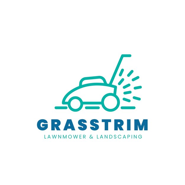 Platte ontwerp grasmaaier logo