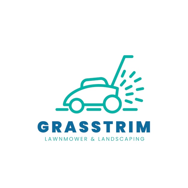 Platte ontwerp grasmaaier logo