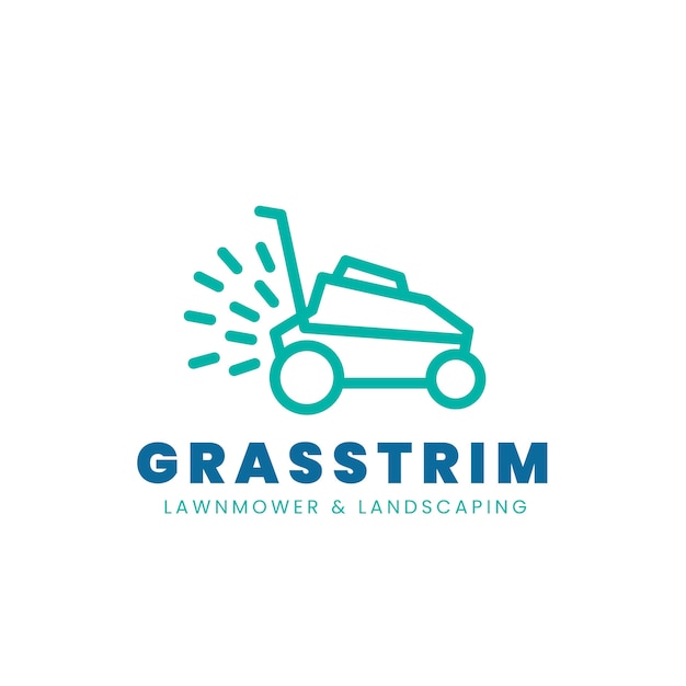 Platte ontwerp grasmaaier logo