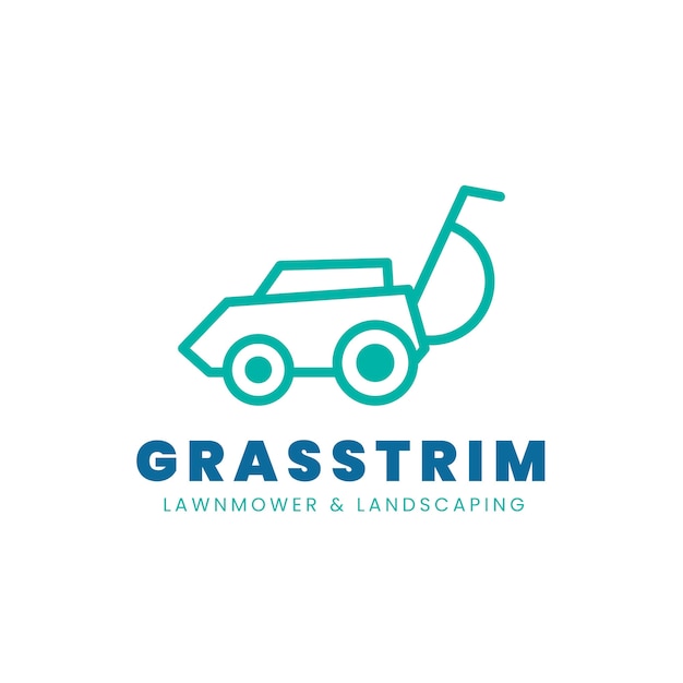 Platte ontwerp grasmaaier logo