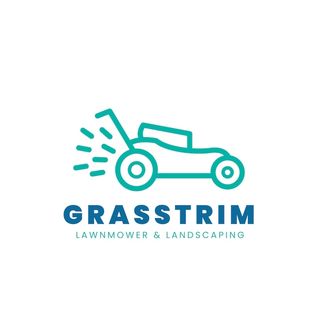 Platte ontwerp grasmaaier logo