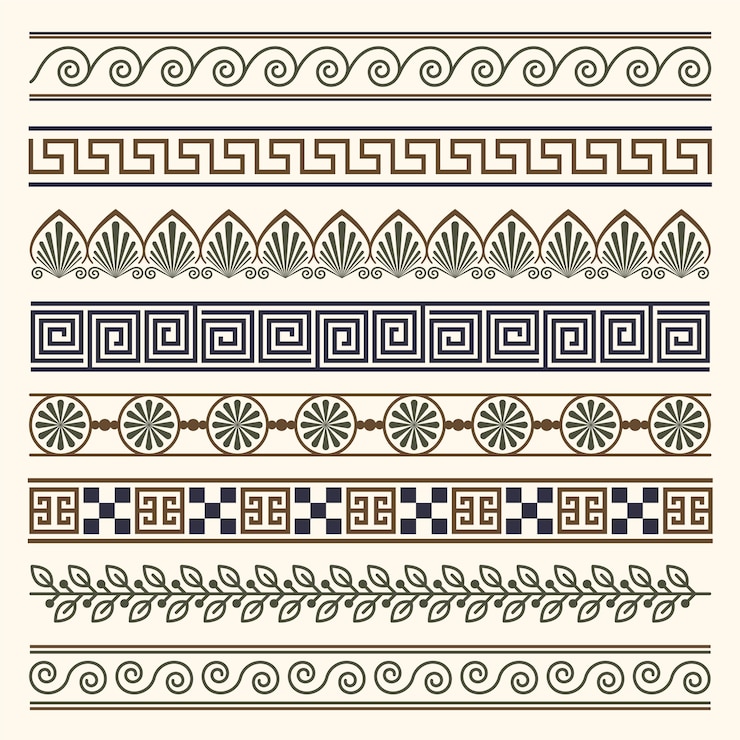Gratis Vector platte ontwerp griekse grens set