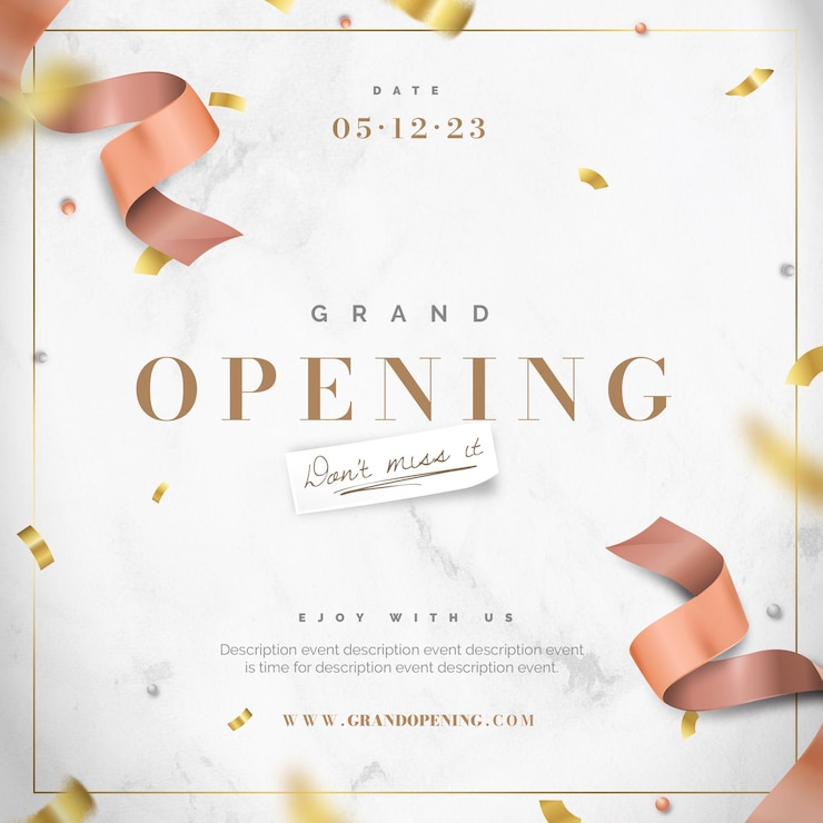 Gratis Vector platte ontwerp grootse opening achtergrond